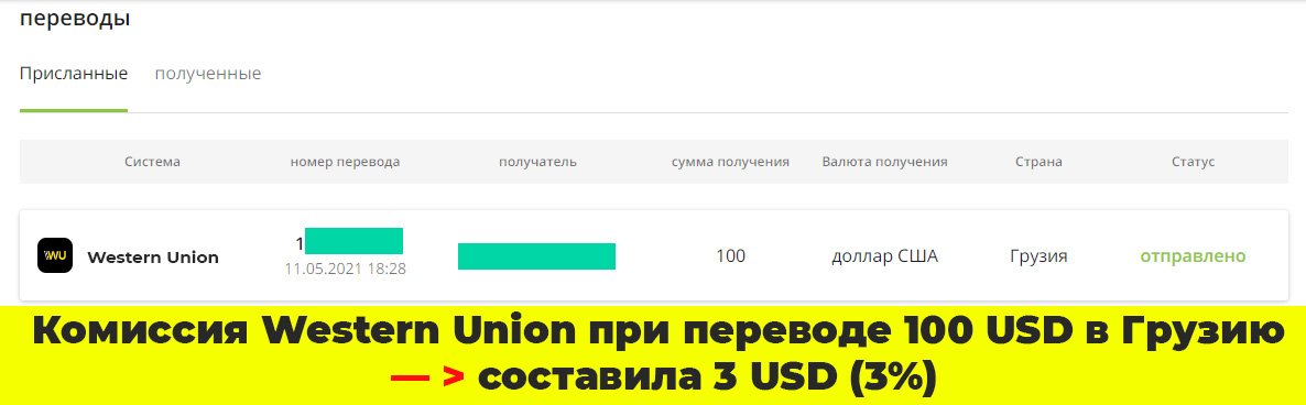 отправить деньги в Грузию через Western Union